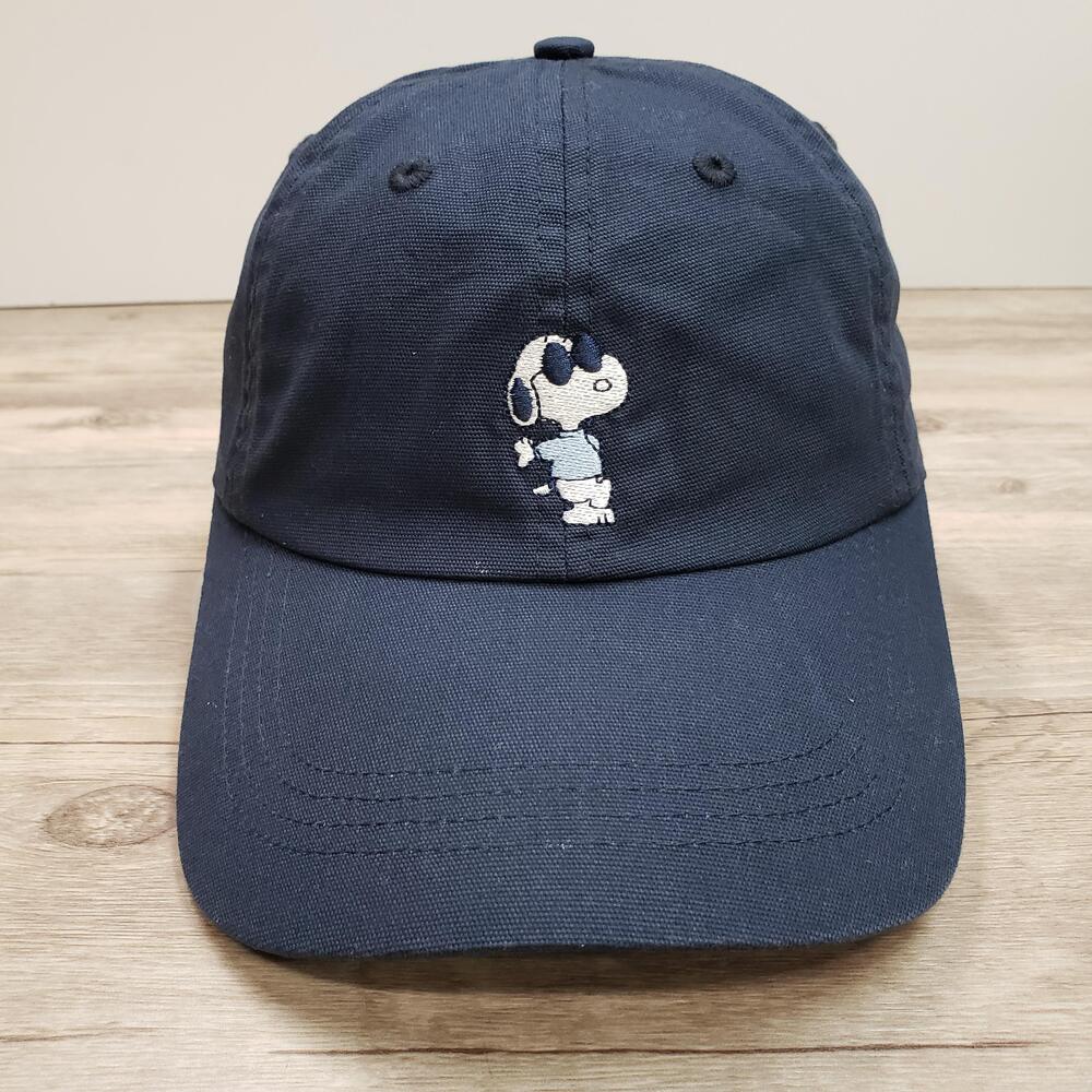 White Ella Hat Cap Strap Back Adjustable Blue Snoopy Embroidered Womens Peanuts